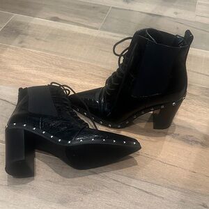 Charles David Black Lace Up Boots with Studs